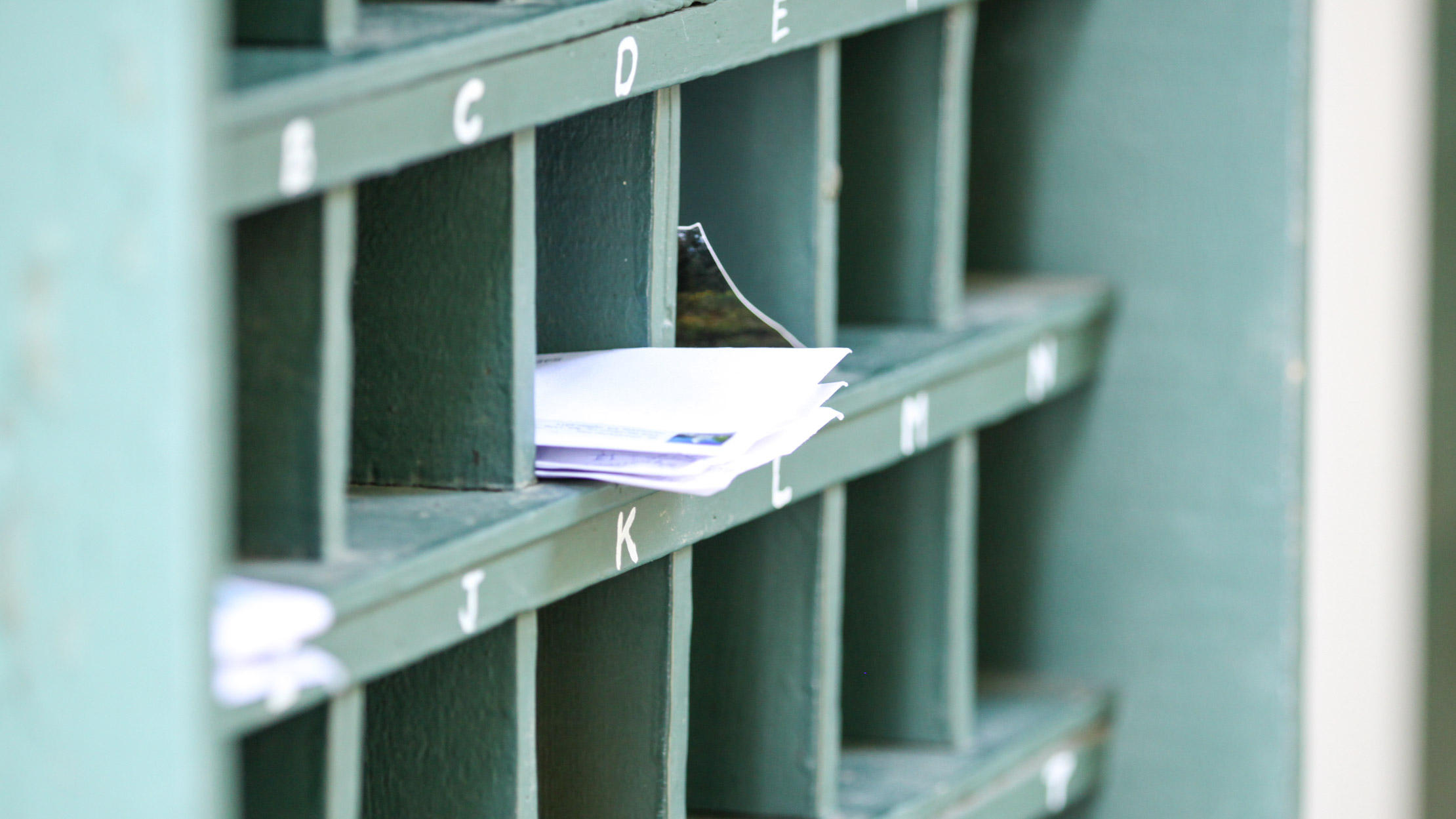 Close up of camp mailbox