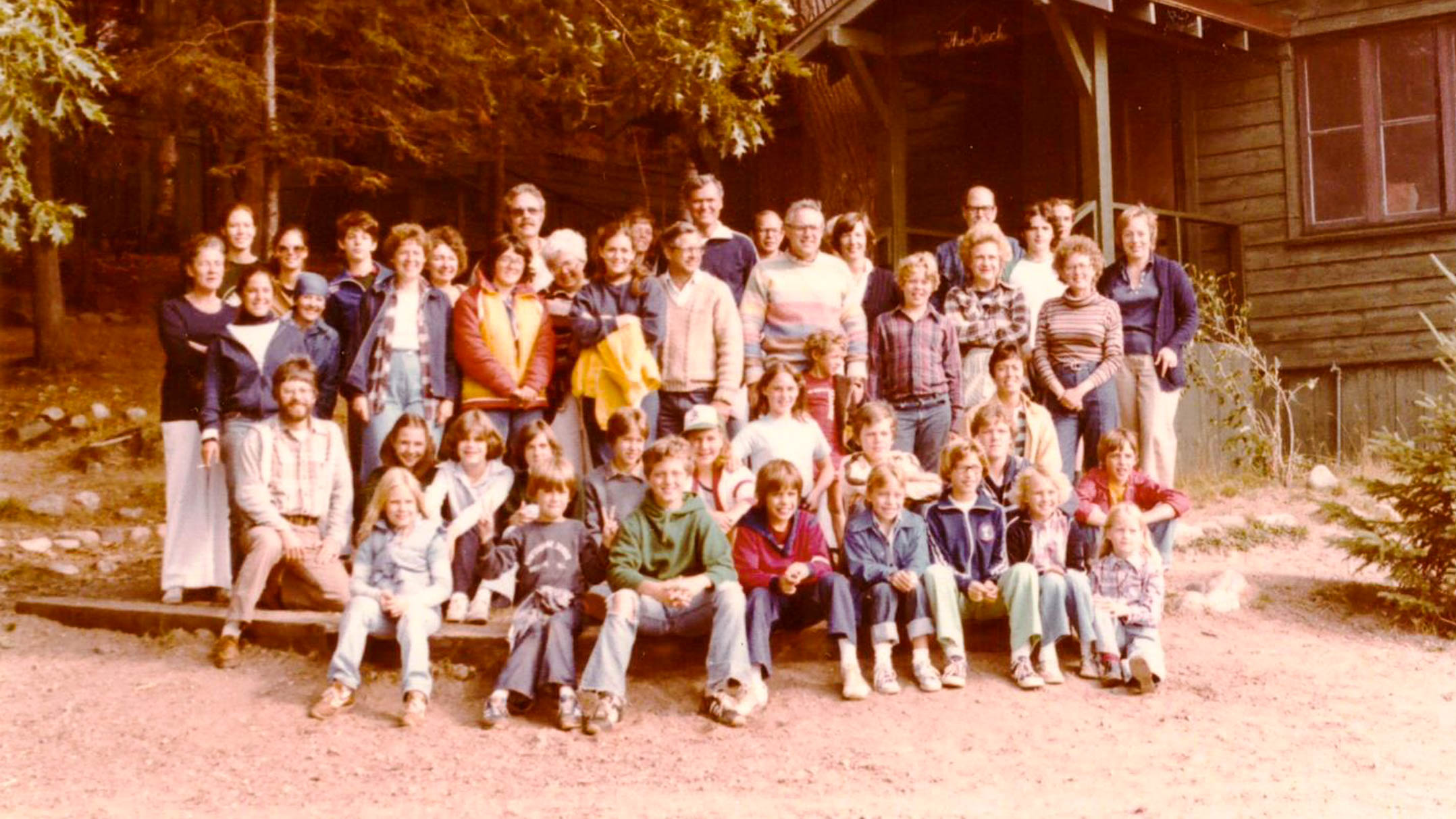 Group photo of 1977 family camp participants