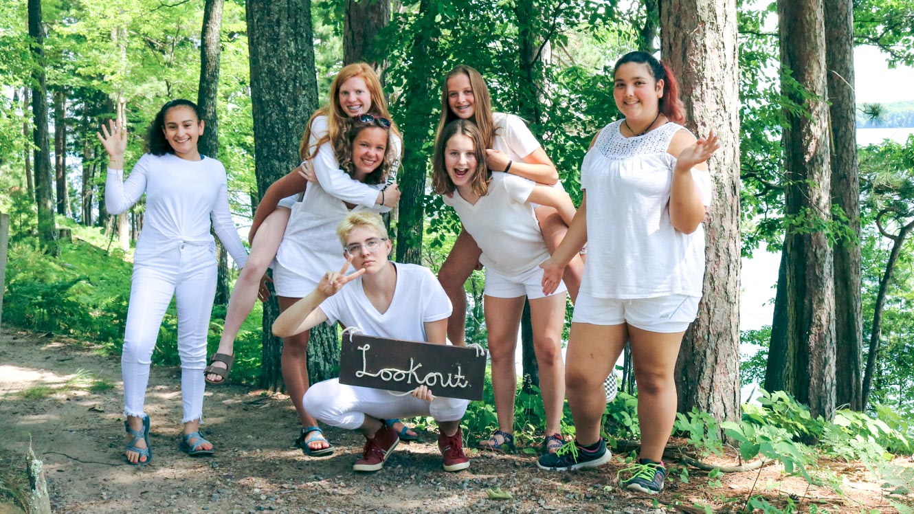 Campers from Lookout Cabin pose as a group