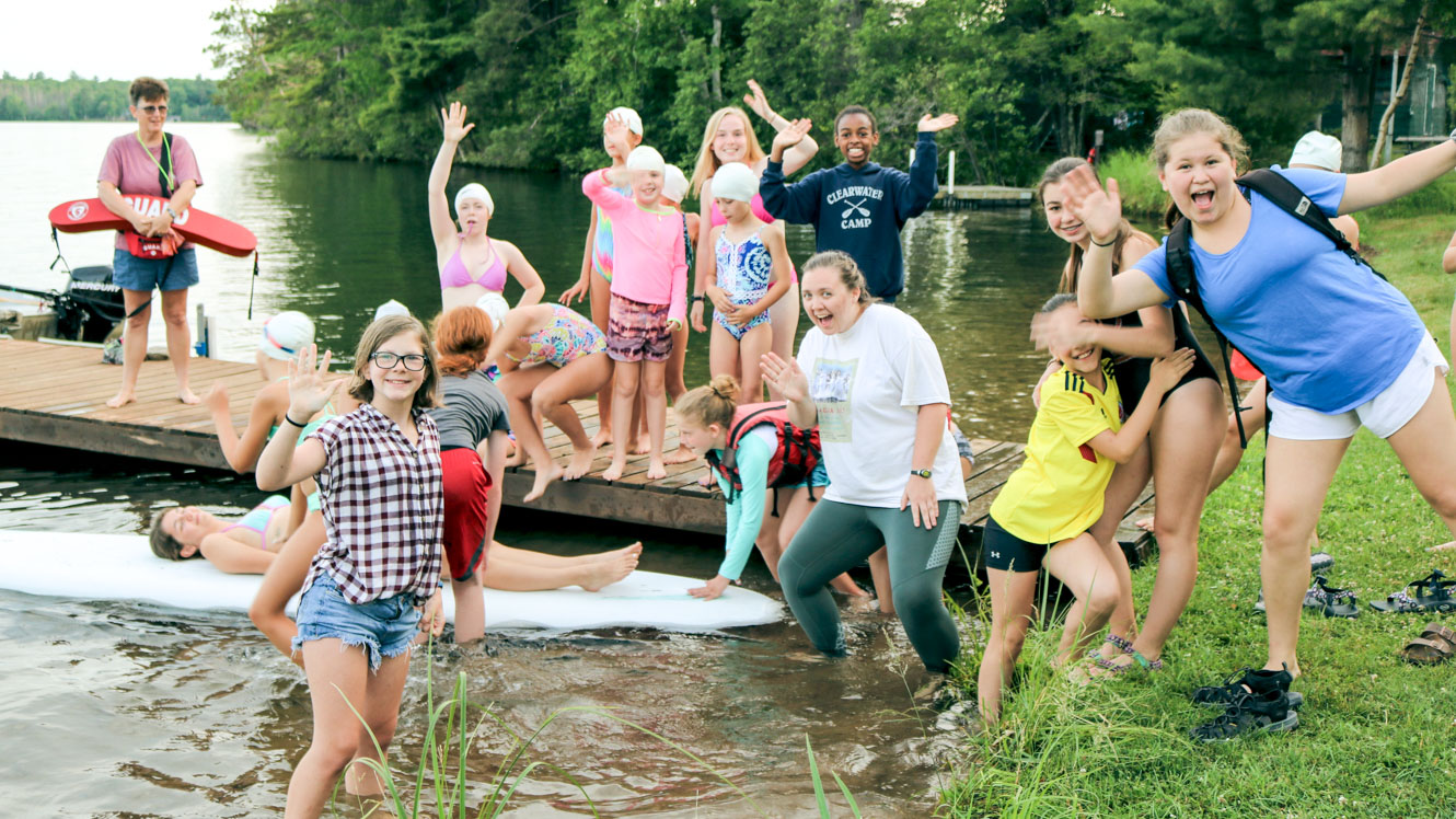 Group of campers cheer at Cape Party