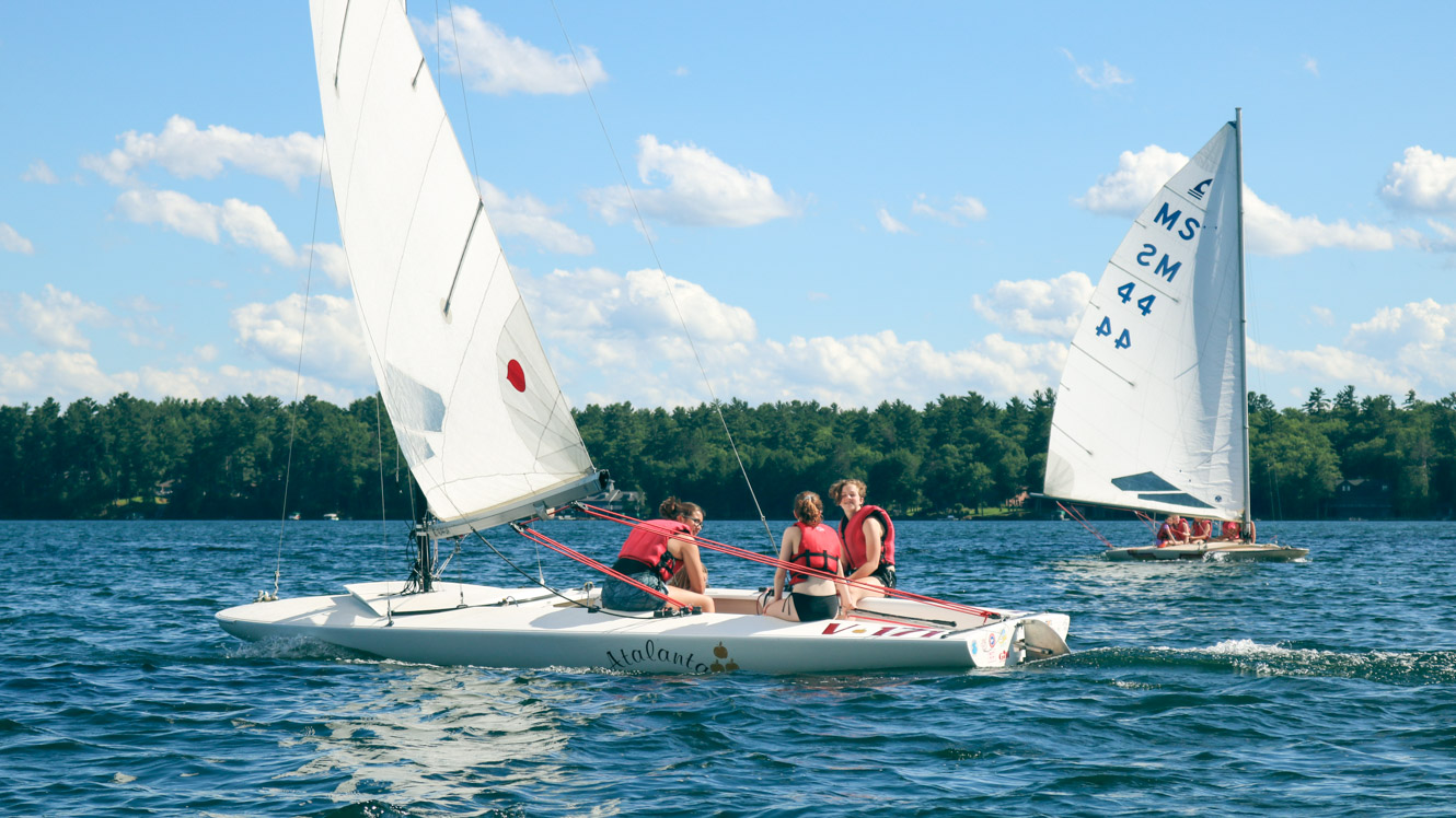 Campers on two sailboats